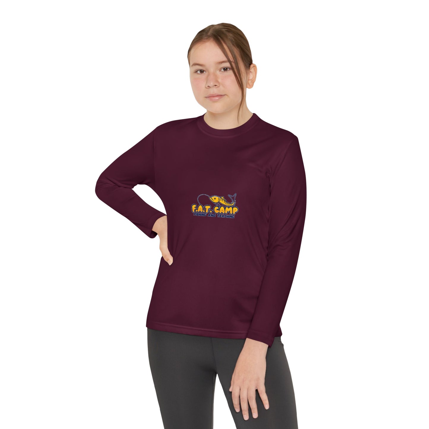 Eat Camp logo Youth Long Sleeve Tee | camper design, kids outdoor shirt