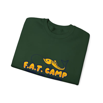 Fishing Camp Crewneck Sweatshirt — “F.A.T. CAMP” Graphic (Nesha, Louisiana 318)