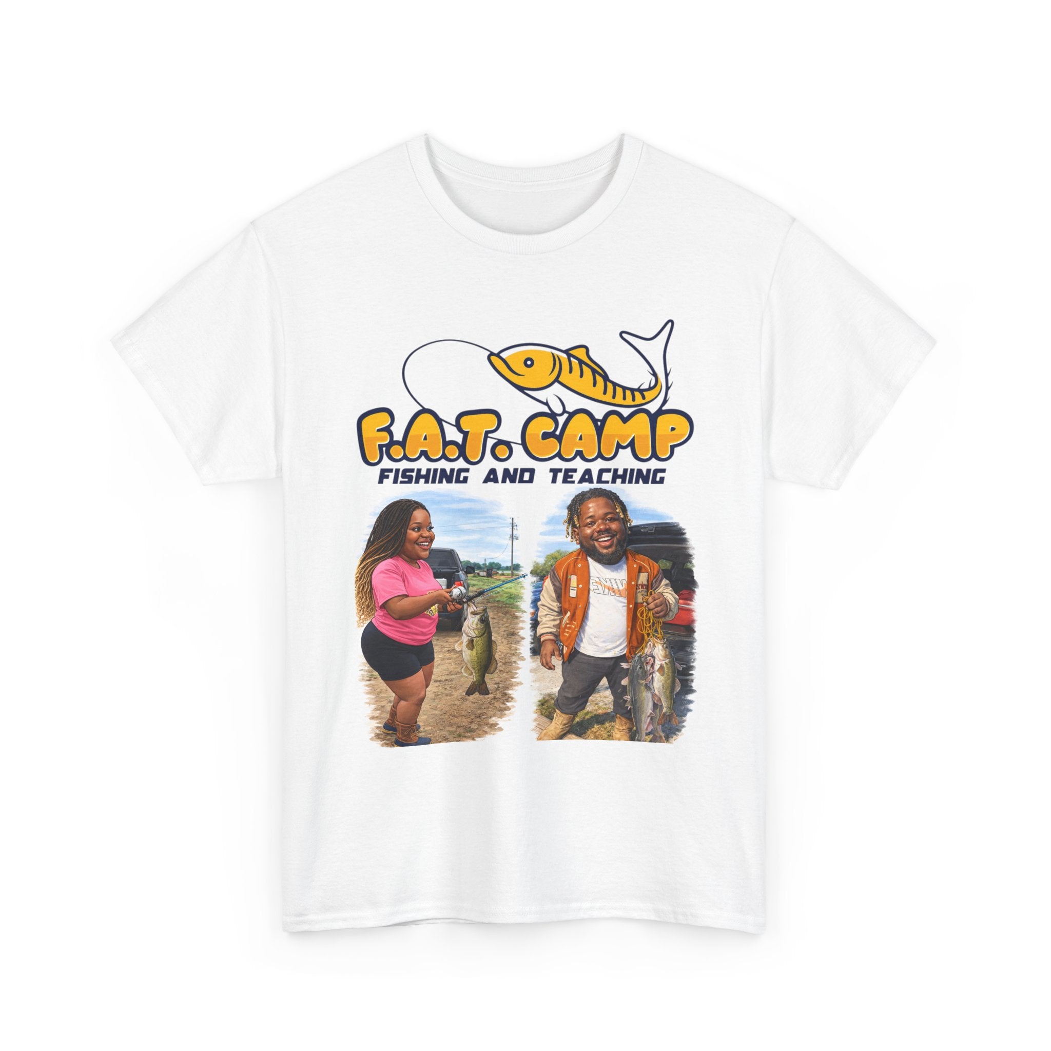Fishing Tee — “F.A.T. Camp” 318 Baby / Nesha "Pretty Girls Fish Too" Graphic Shirt