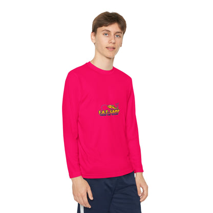 Eat Camp logo Youth Long Sleeve Tee | camper design, kids outdoor shirt