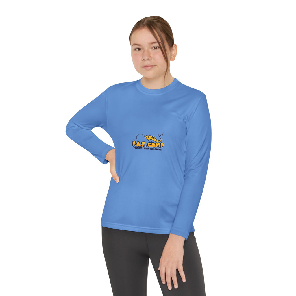 Eat Camp logo Youth Long Sleeve Tee | camper design, kids outdoor shirt