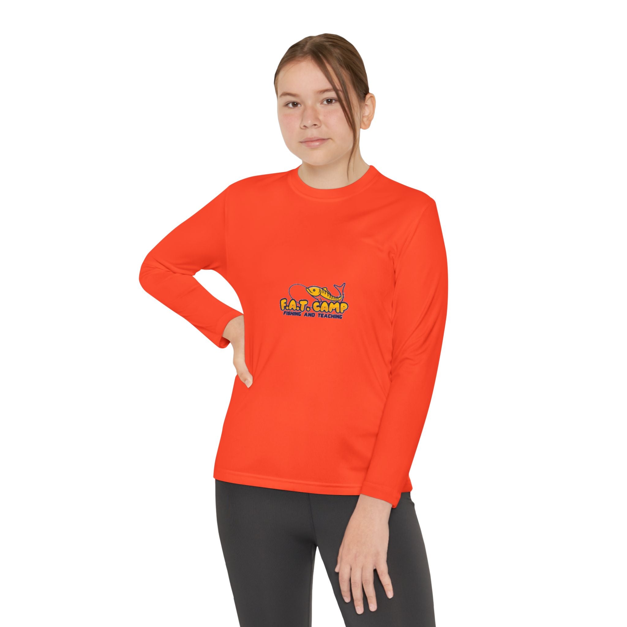 Eat Camp logo Youth Long Sleeve Tee | camper design, kids outdoor shirt