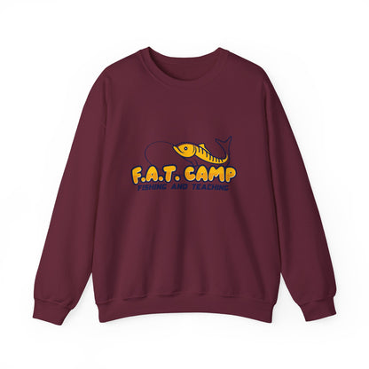 Fishing Camp Crewneck Sweatshirt — “F.A.T. CAMP” Graphic (Nesha, Louisiana 318)