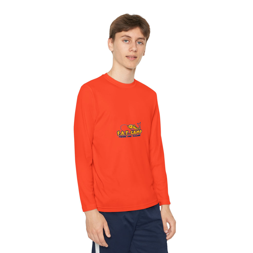 Eat Camp logo Youth Long Sleeve Tee | camper design, kids outdoor shirt