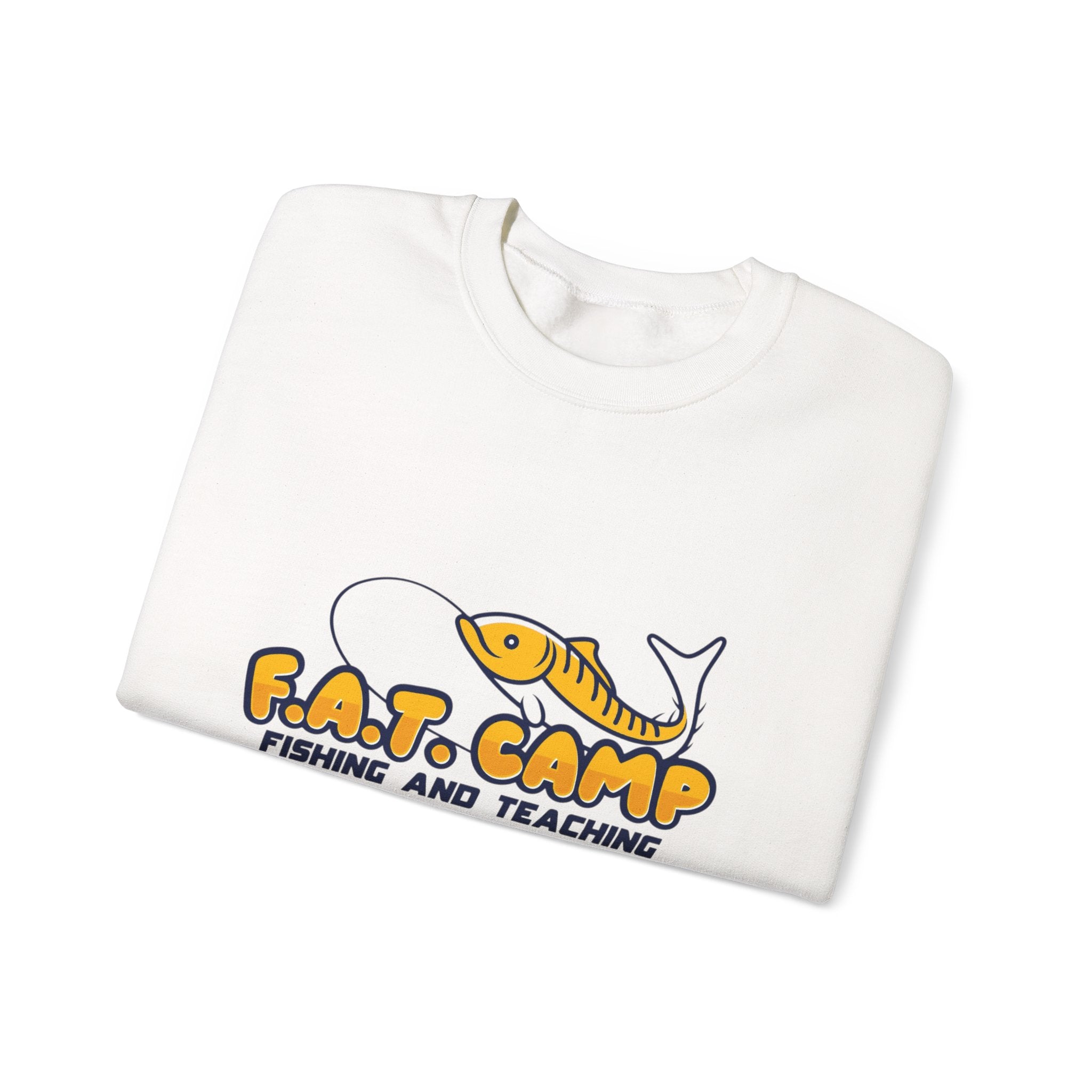 Fishing Camp Crewneck Sweatshirt — “F.A.T. CAMP” Graphic (Nesha, Louisiana 318)