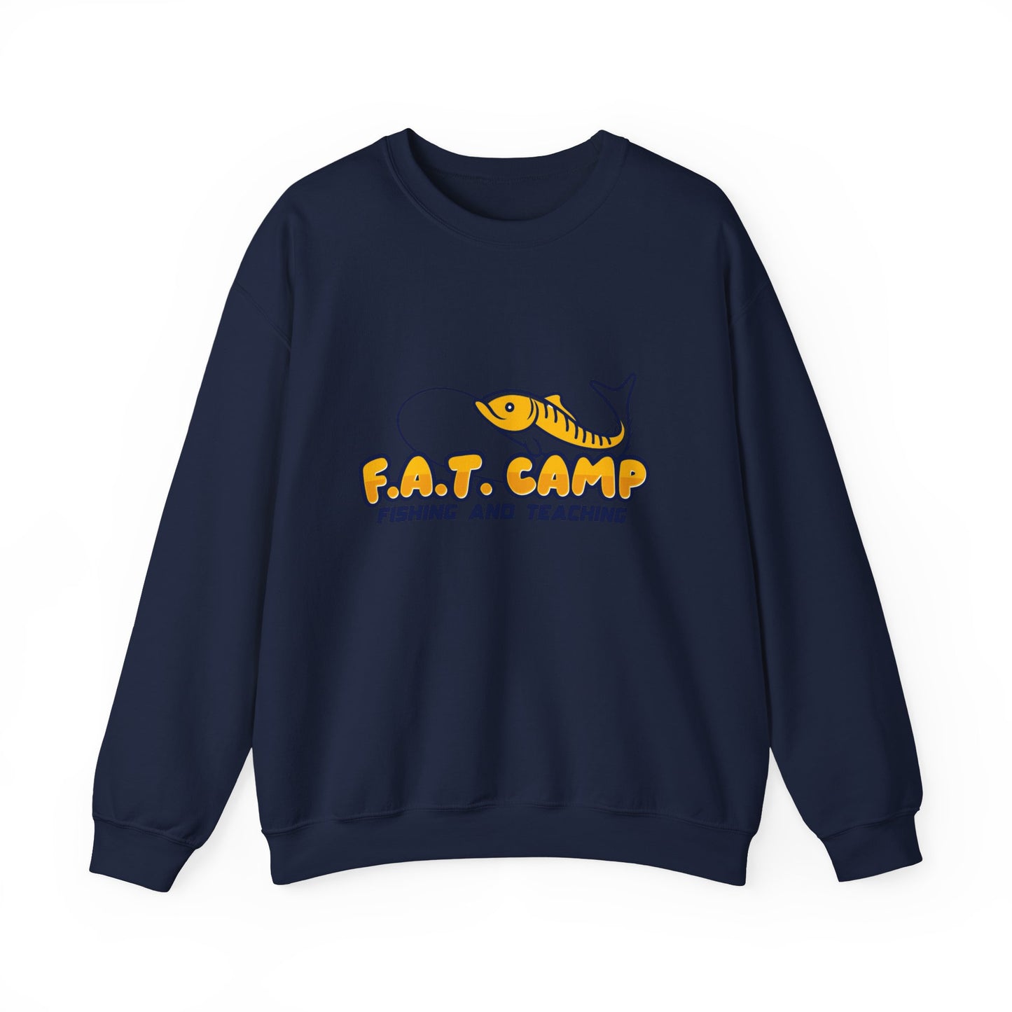 Fishing Camp Crewneck Sweatshirt — “F.A.T. CAMP” Graphic (Nesha, Louisiana 318)