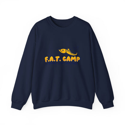 Fishing Camp Crewneck Sweatshirt — “F.A.T. CAMP” Graphic (Nesha, Louisiana 318)