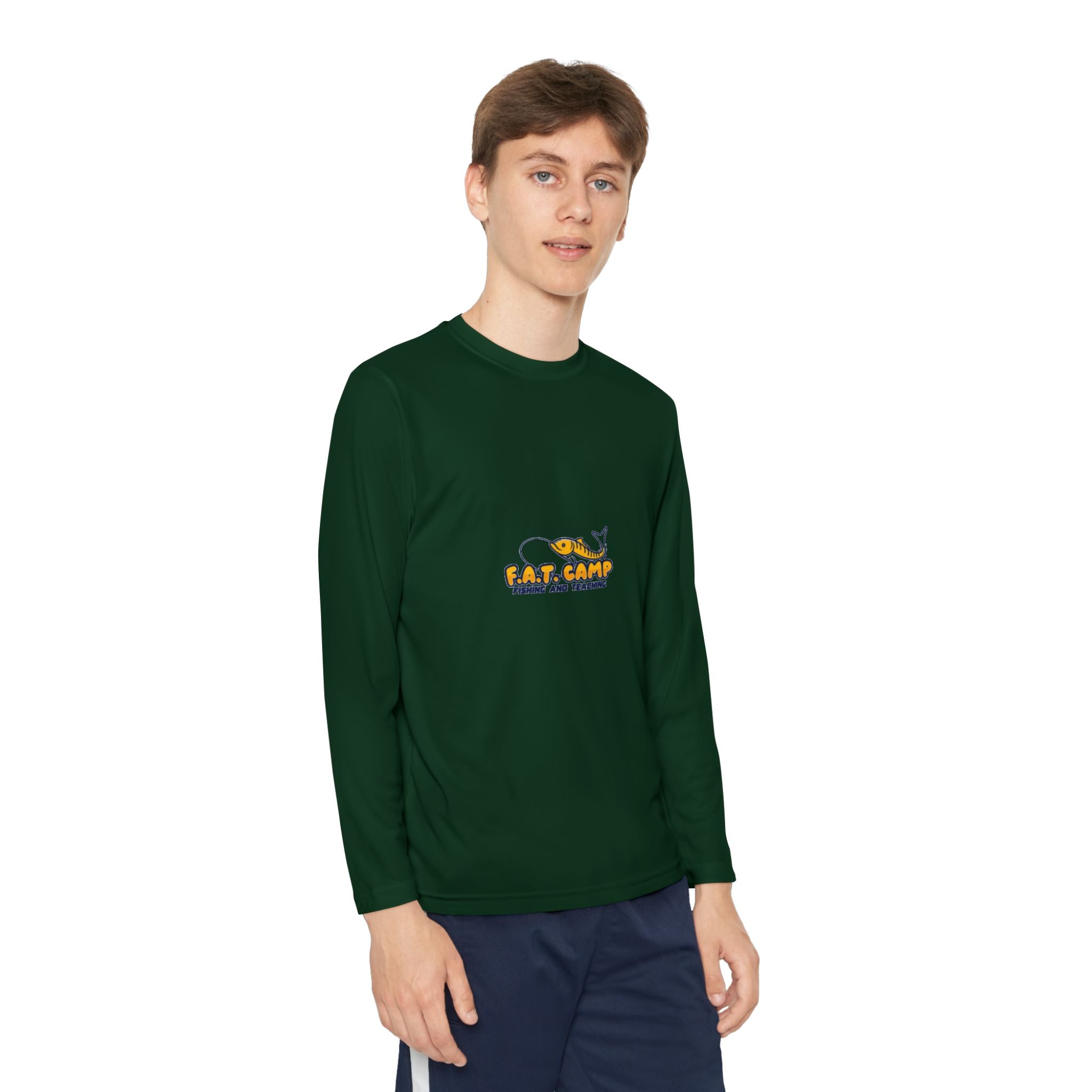 Eat Camp logo Youth Long Sleeve Tee | camper design, kids outdoor shirt