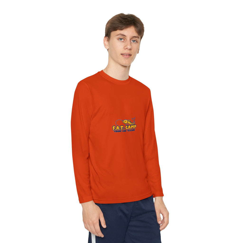Eat Camp logo Youth Long Sleeve Tee | camper design, kids outdoor shirt