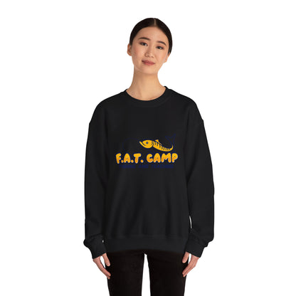 Fishing Camp Crewneck Sweatshirt — “F.A.T. CAMP” Graphic (Nesha, Louisiana 318)