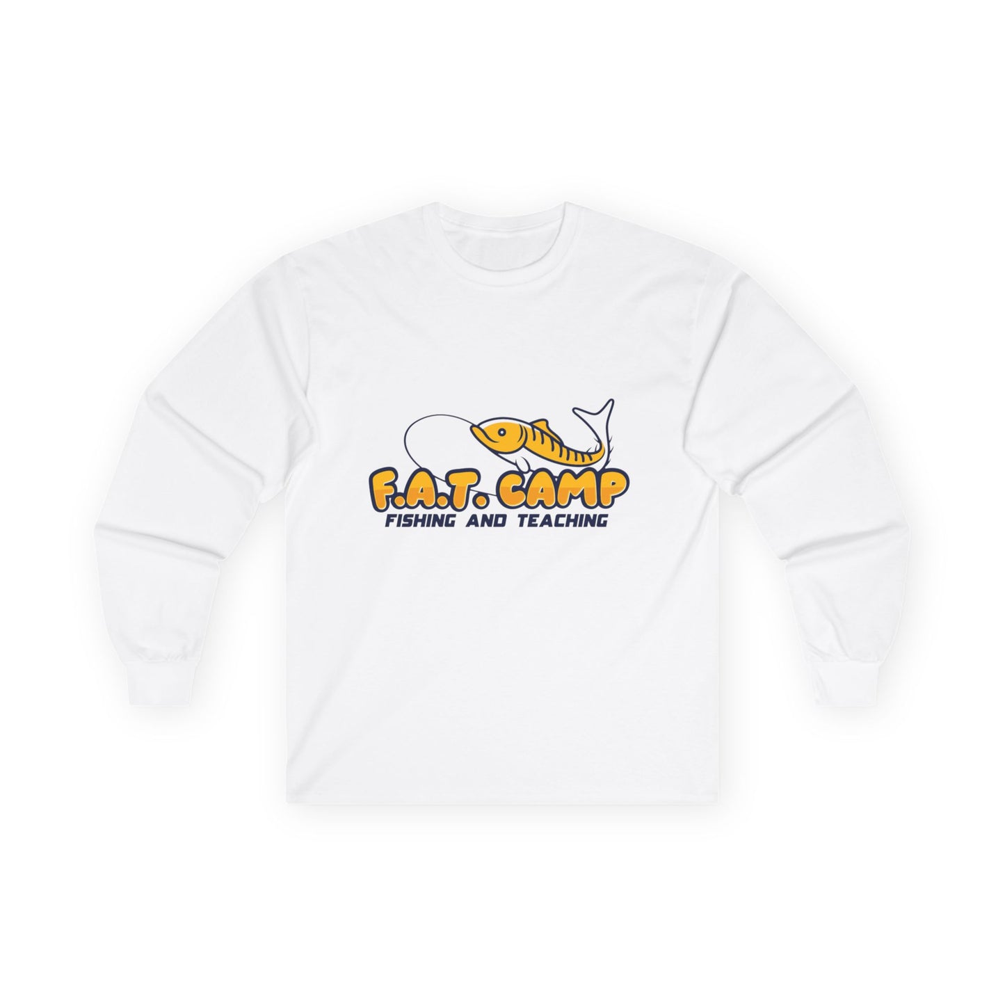 Fishing Camp Long Sleeve Tee — “F.A.T. Camp: Fishing and Teaching” Graphic