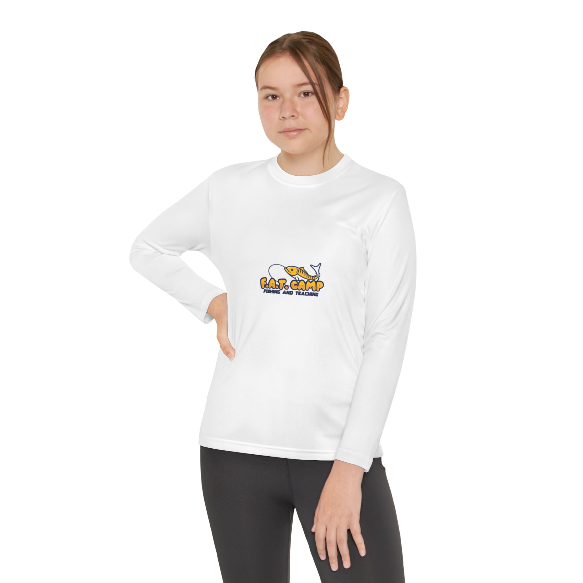 Eat Camp logo Youth Long Sleeve Tee | camper design, kids outdoor shirt