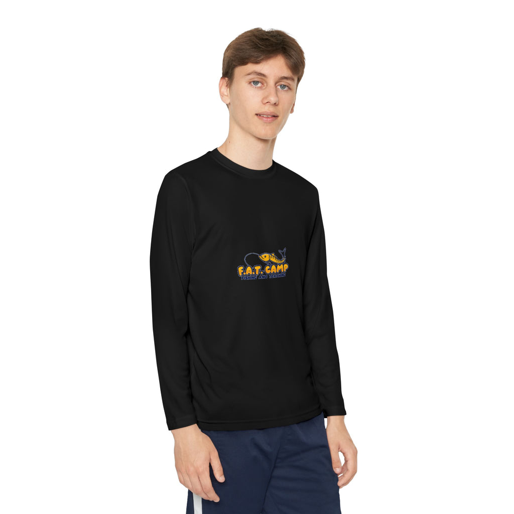 Eat Camp logo Youth Long Sleeve Tee | camper design, kids outdoor shirt