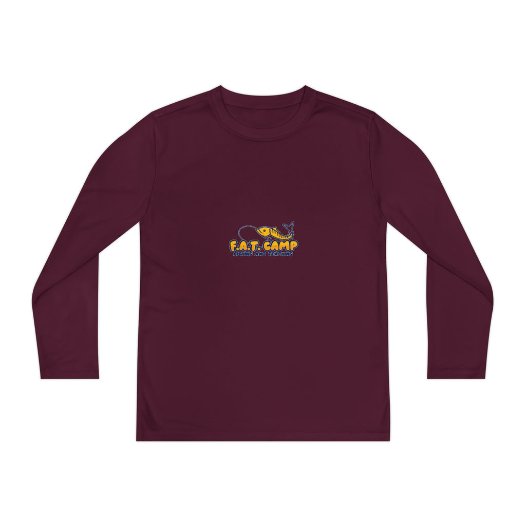 Eat Camp logo Youth Long Sleeve Tee | camper design, kids outdoor shirt