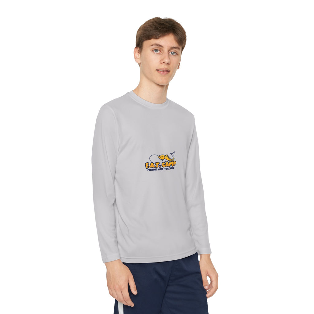 Eat Camp logo Youth Long Sleeve Tee | camper design, kids outdoor shirt