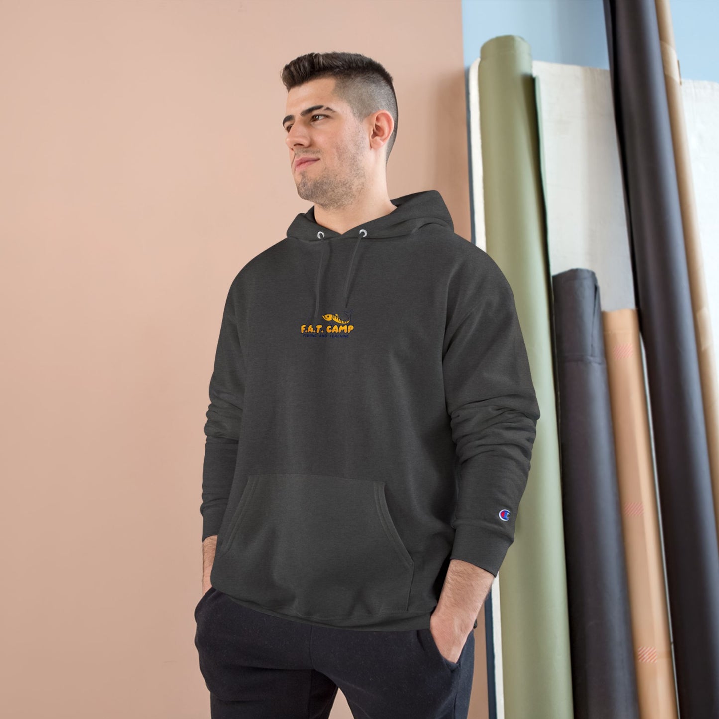 Gold Little Champion logo Champion Hoodie | Small Chest Embroidered Logo