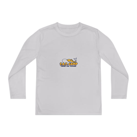 Eat Camp logo Youth Long Sleeve Tee | camper design, kids outdoor shirt
