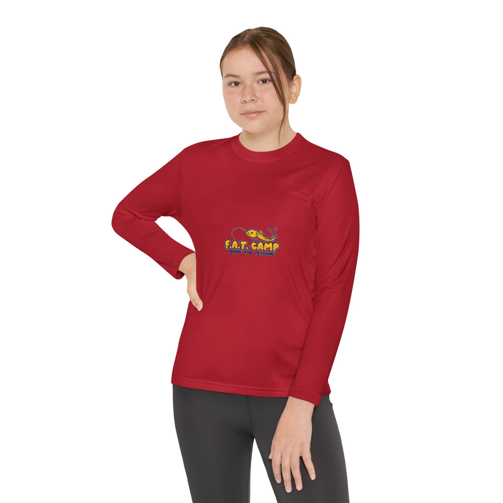 Eat Camp logo Youth Long Sleeve Tee | camper design, kids outdoor shirt