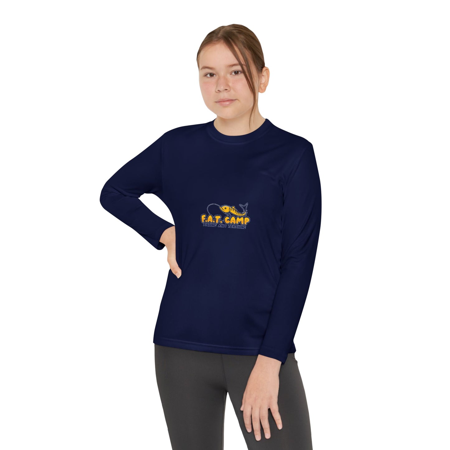 Eat Camp logo Youth Long Sleeve Tee | camper design, kids outdoor shirt