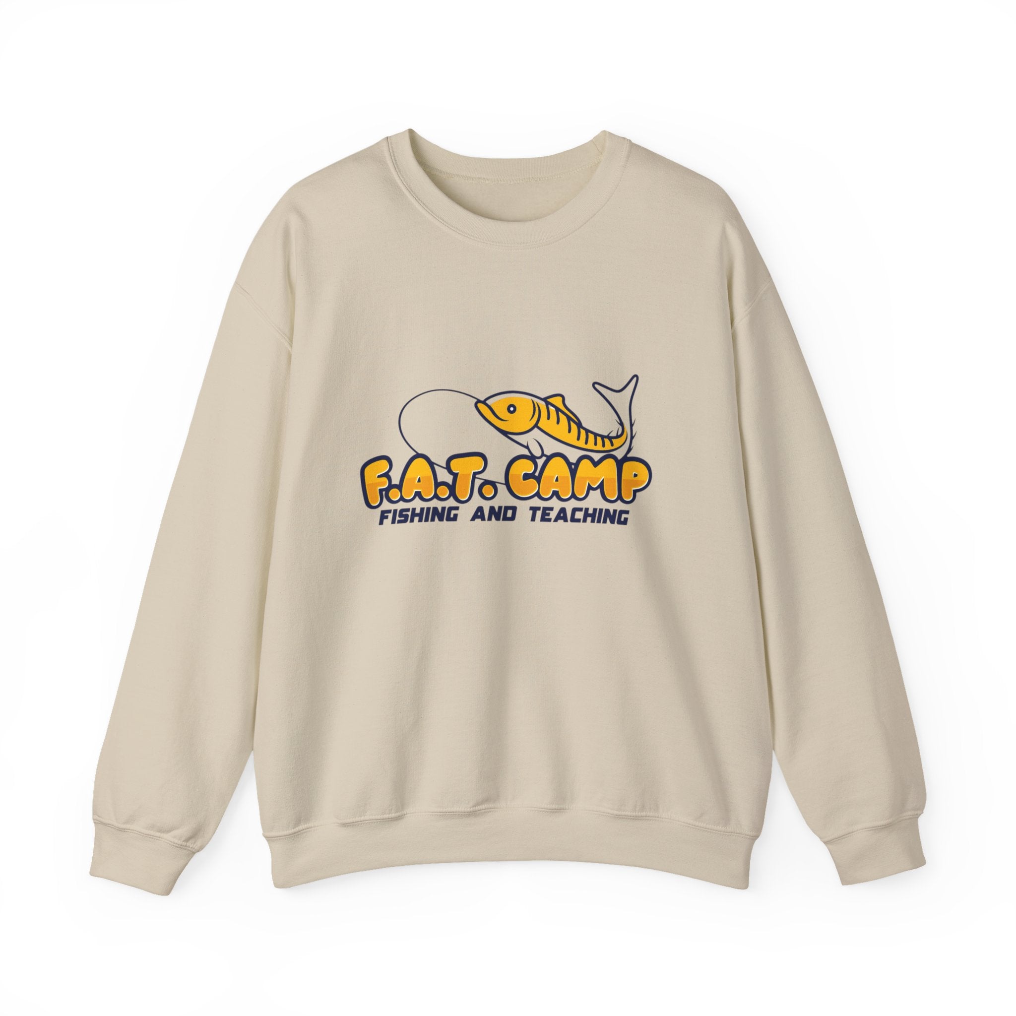 Fishing Camp Crewneck Sweatshirt — “F.A.T. CAMP” Graphic (Nesha, Louisiana 318)