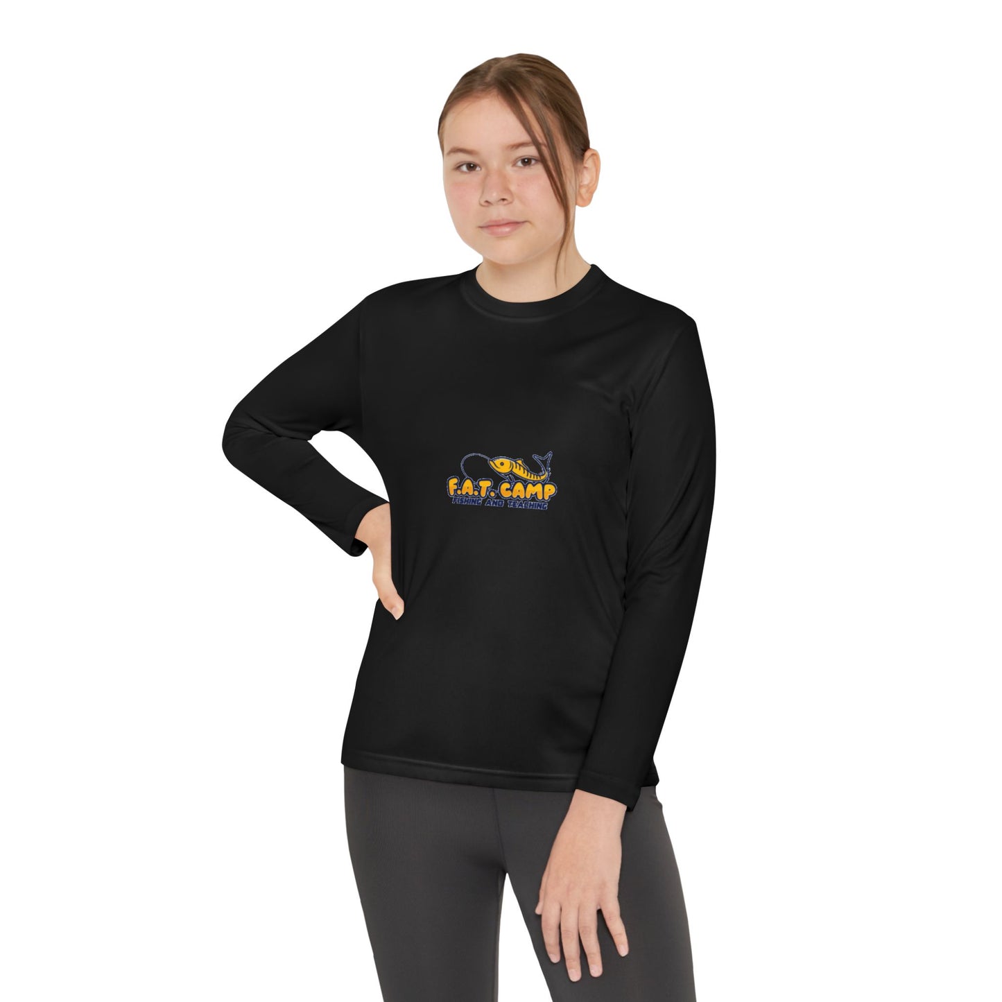 Eat Camp logo Youth Long Sleeve Tee | camper design, kids outdoor shirt