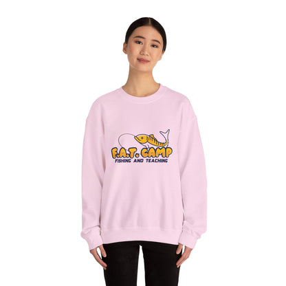 Fishing Camp Crewneck Sweatshirt — “F.A.T. CAMP” Graphic (Nesha, Louisiana 318)