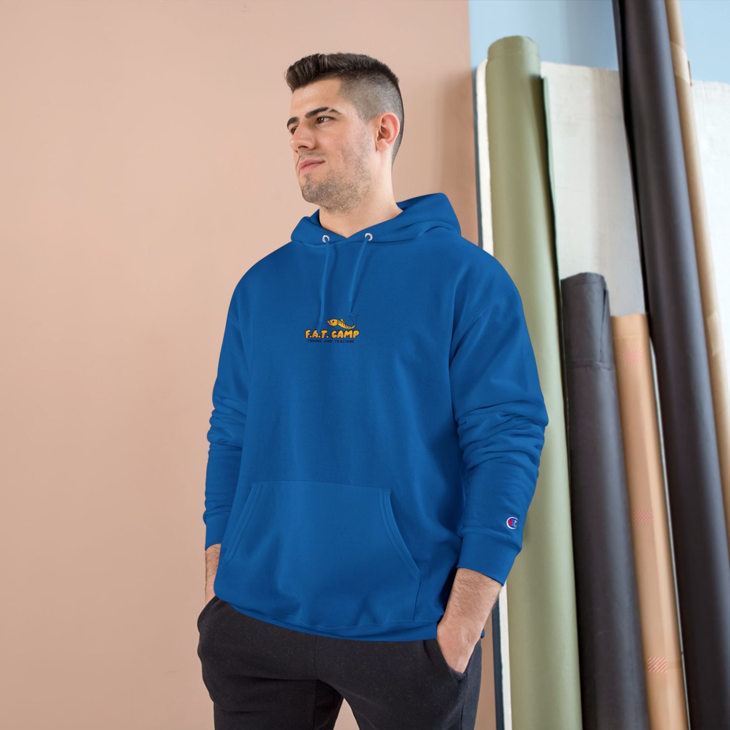 Gold Little Champion logo Champion Hoodie | Small Chest Embroidered Logo