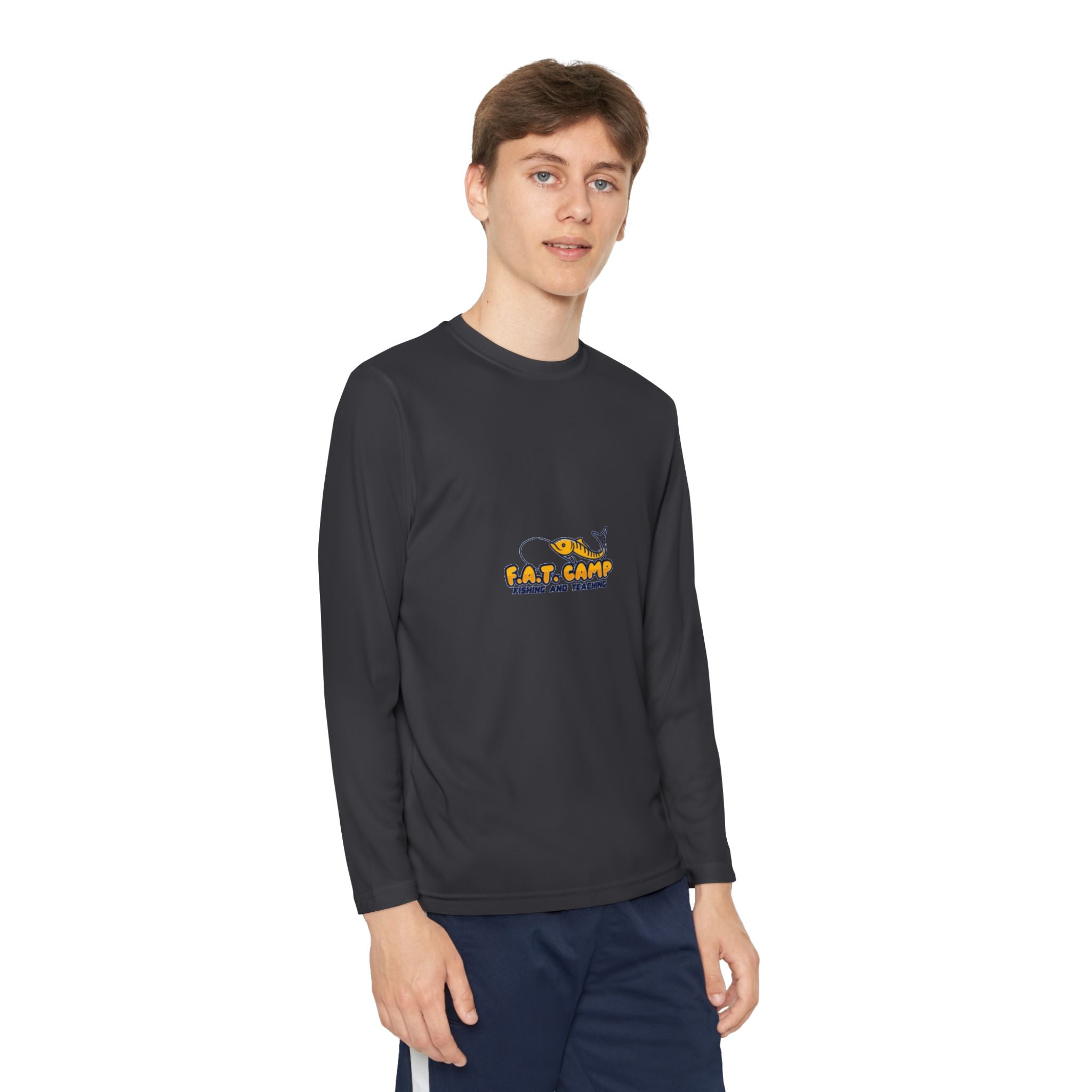 Eat Camp logo Youth Long Sleeve Tee | camper design, kids outdoor shirt