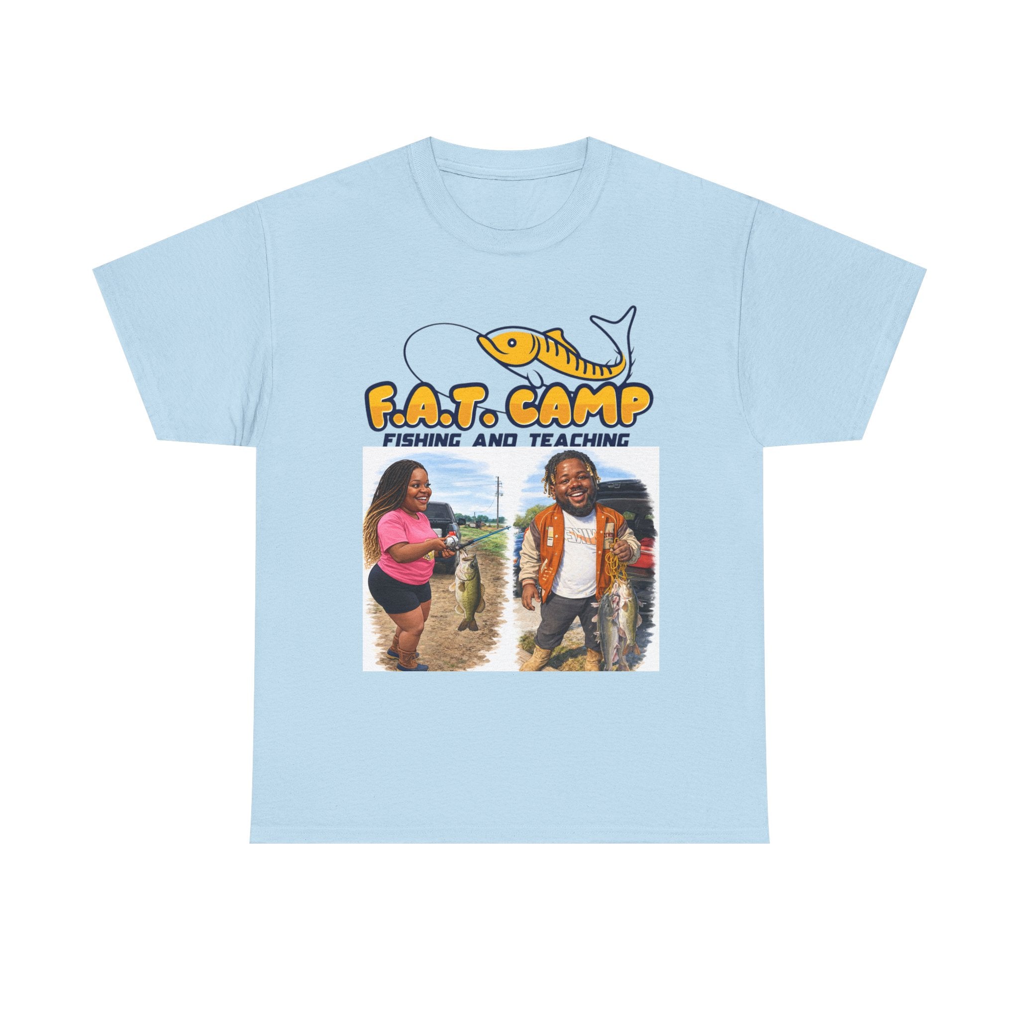 Fishing Tee — “F.A.T. Camp” 318 Baby / Nesha "Pretty Girls Fish Too" Graphic Shirt