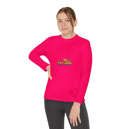 Eat Camp logo Youth Long Sleeve Tee | camper design, kids outdoor shirt