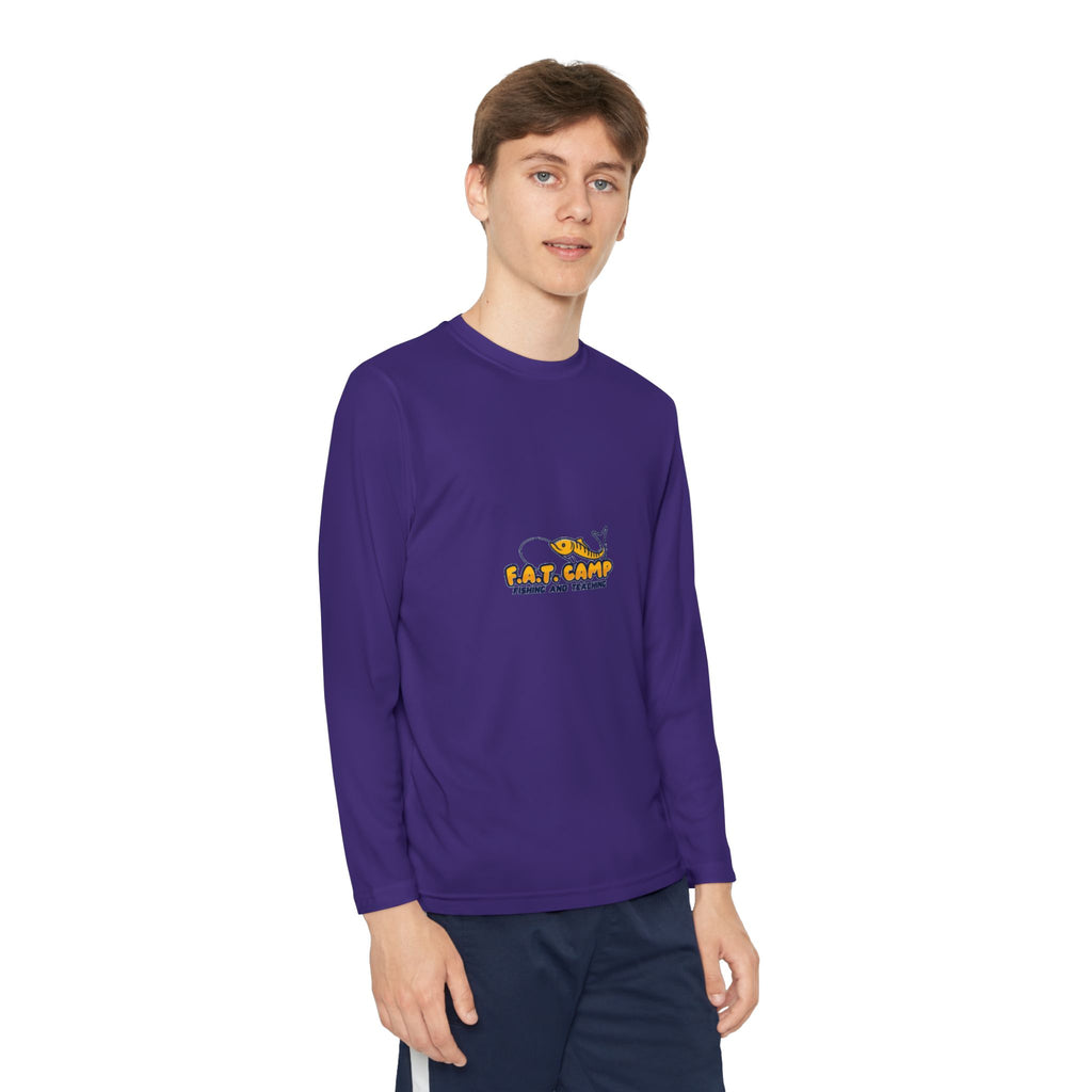Eat Camp logo Youth Long Sleeve Tee | camper design, kids outdoor shirt