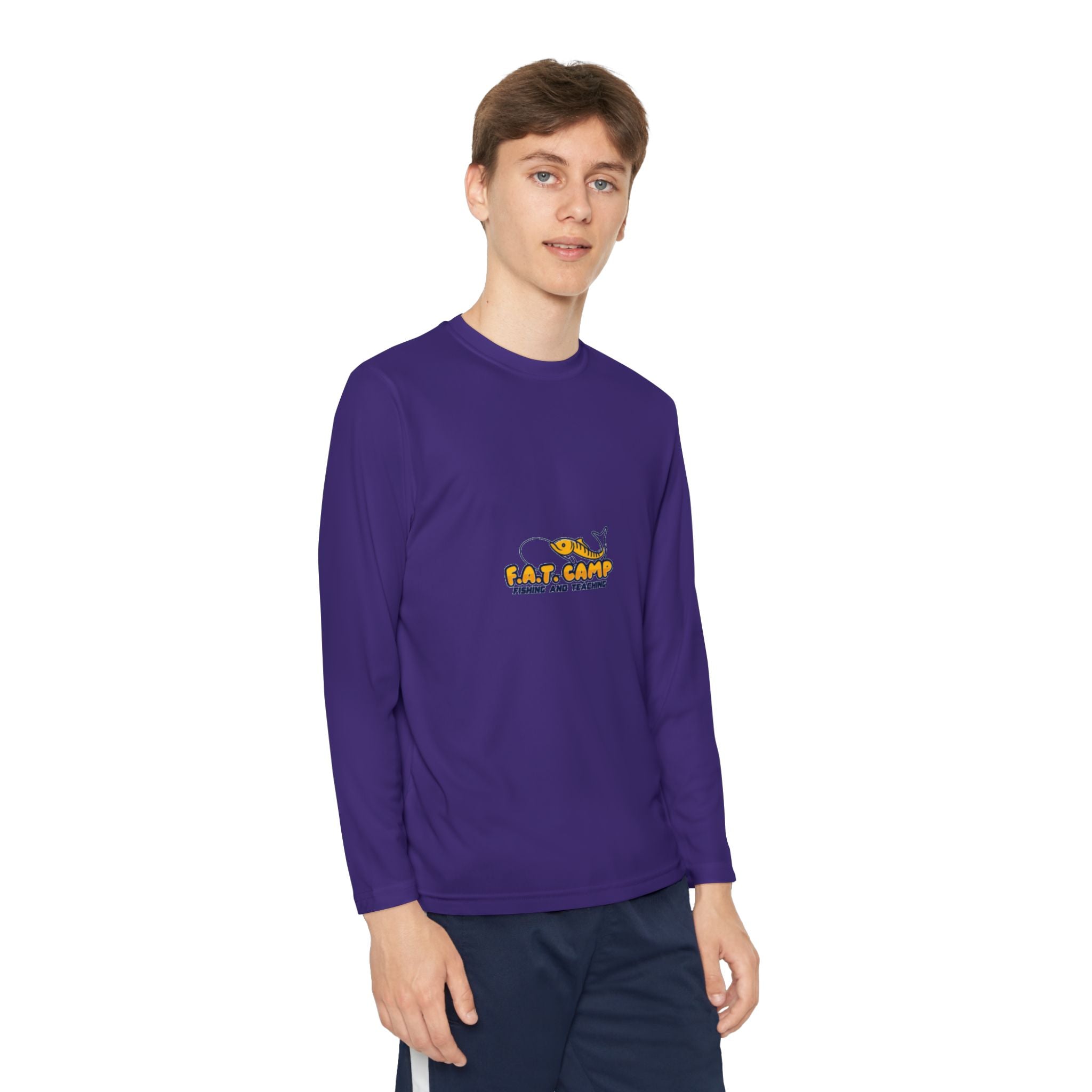 Eat Camp logo Youth Long Sleeve Tee | camper design, kids outdoor shirt