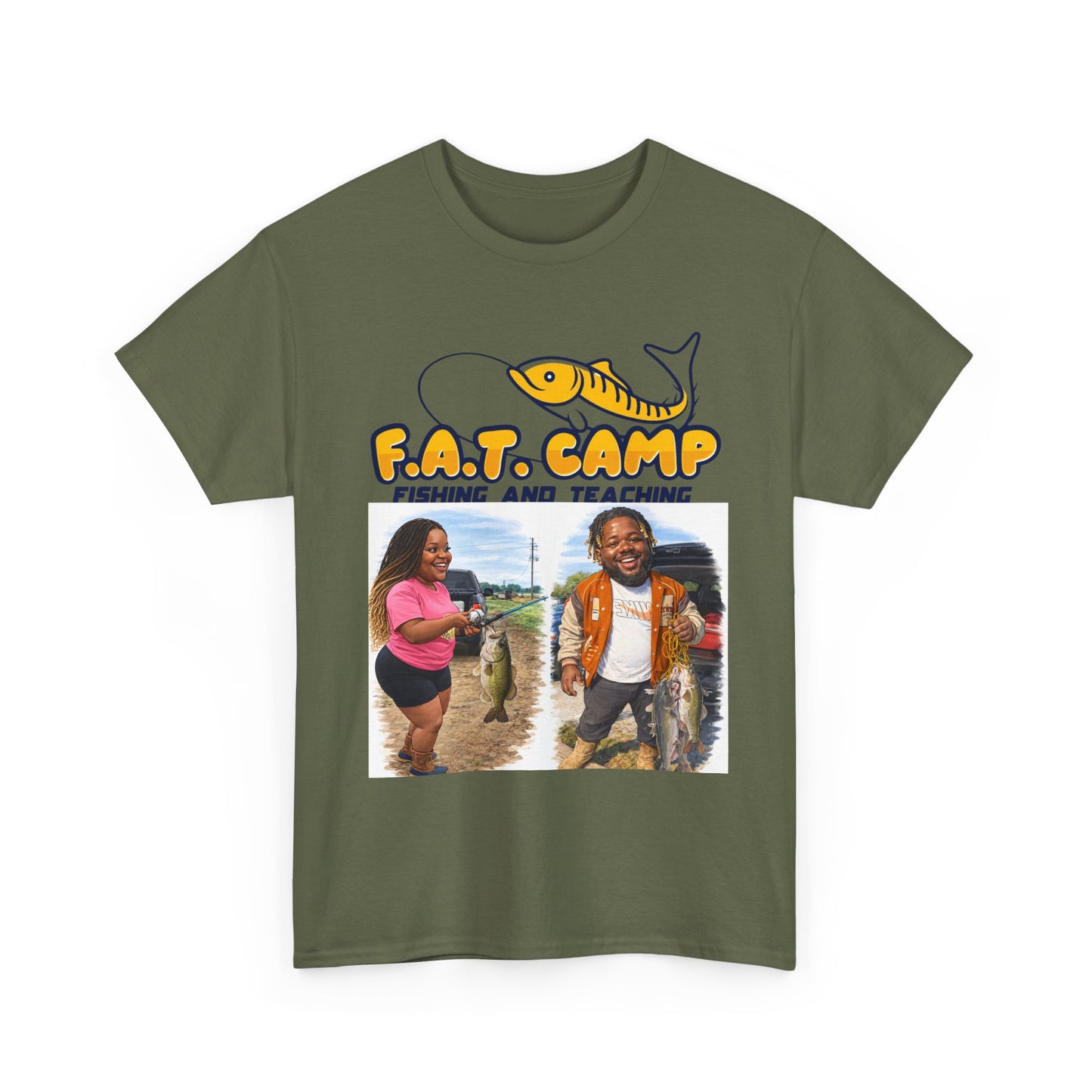 Fishing Tee — “F.A.T. Camp” 318 Baby / Nesha "Pretty Girls Fish Too" Graphic Shirt