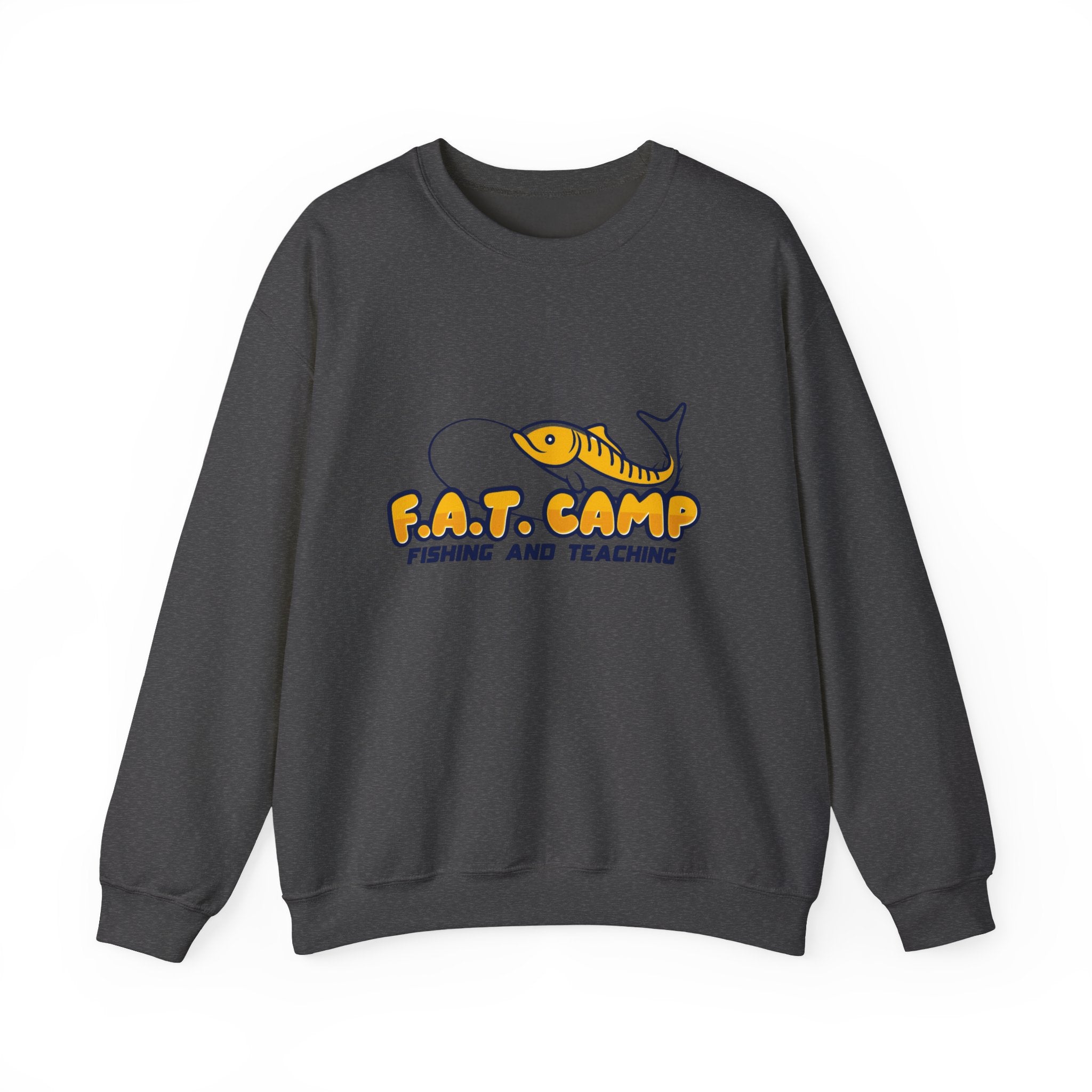 Fishing Camp Crewneck Sweatshirt — “F.A.T. CAMP” Graphic (Nesha, Louisiana 318)