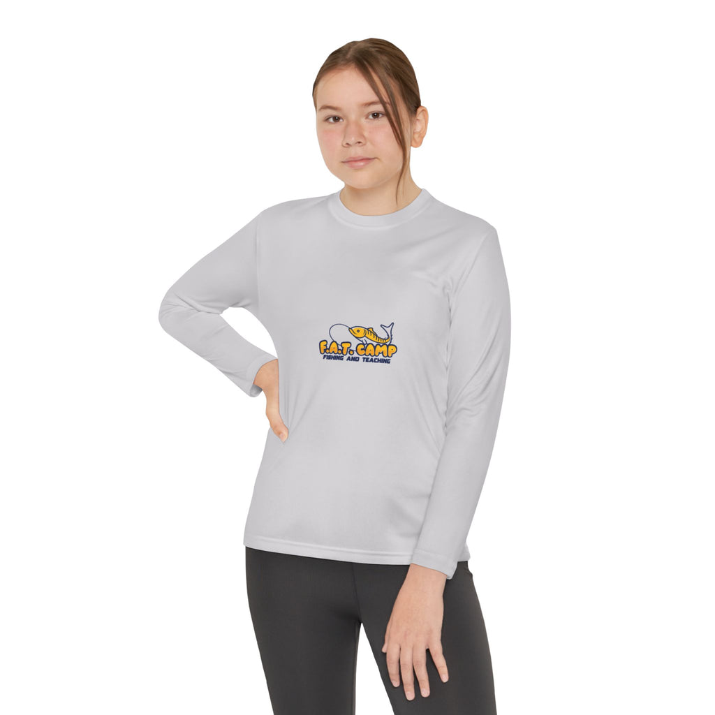 Eat Camp logo Youth Long Sleeve Tee | camper design, kids outdoor shirt