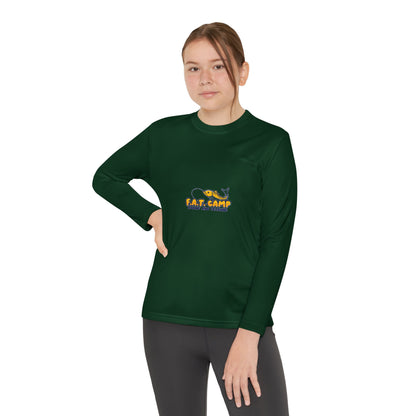 Eat Camp logo Youth Long Sleeve Tee | camper design, kids outdoor shirt