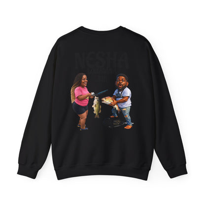 Fishing Camp Crewneck Sweatshirt — “F.A.T. CAMP” Graphic (Nesha, Louisiana 318)