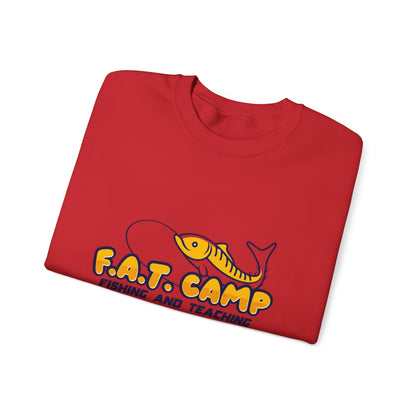 Fishing Camp Crewneck Sweatshirt — “F.A.T. CAMP” Graphic (Nesha, Louisiana 318)