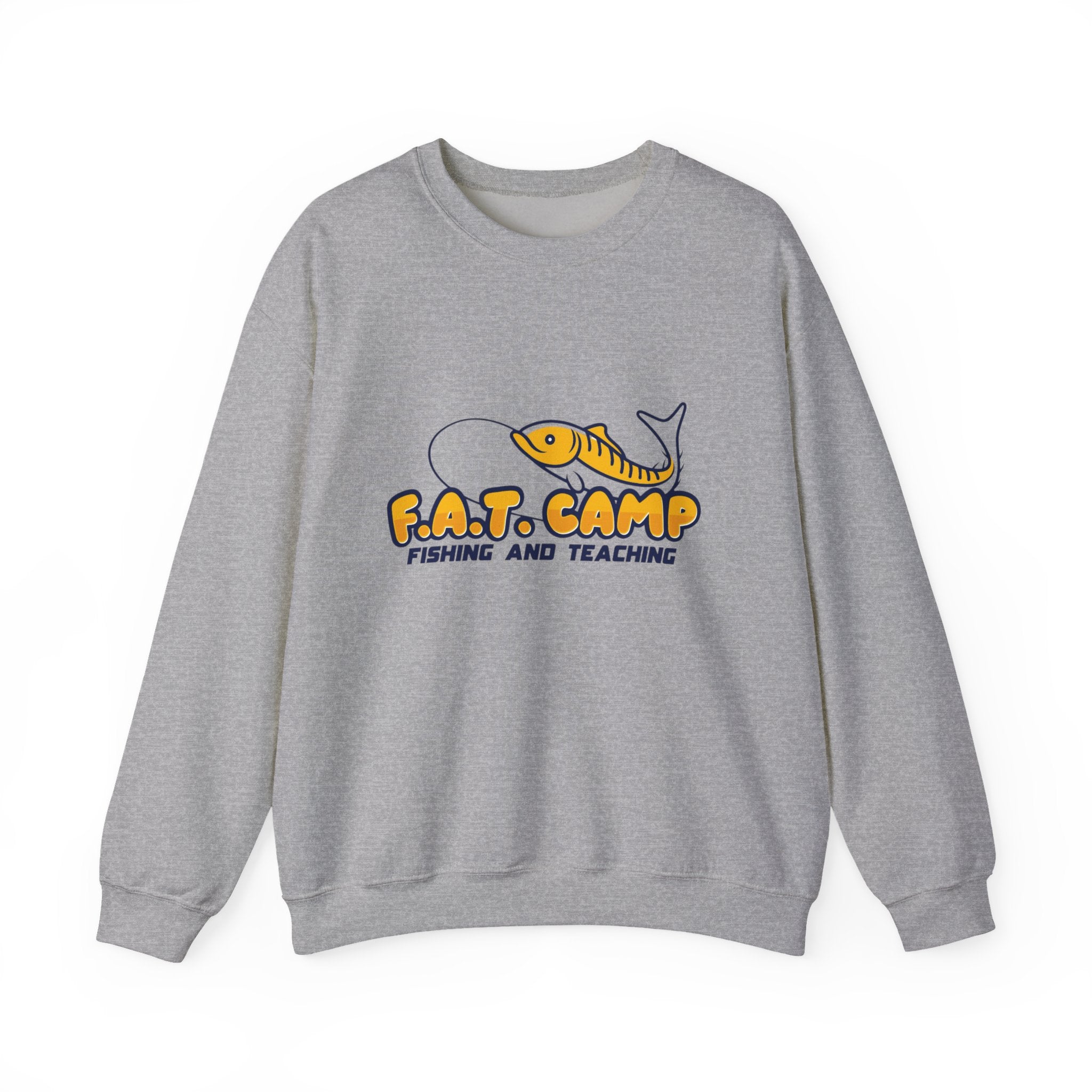 Fishing Camp Crewneck Sweatshirt — “F.A.T. CAMP” Graphic (Nesha, Louisiana 318)