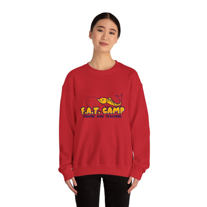 Fishing Camp Crewneck Sweatshirt — “F.A.T. CAMP” Graphic (Nesha, Louisiana 318)