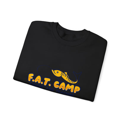 Fishing Camp Crewneck Sweatshirt — “F.A.T. CAMP” Graphic (Nesha, Louisiana 318)