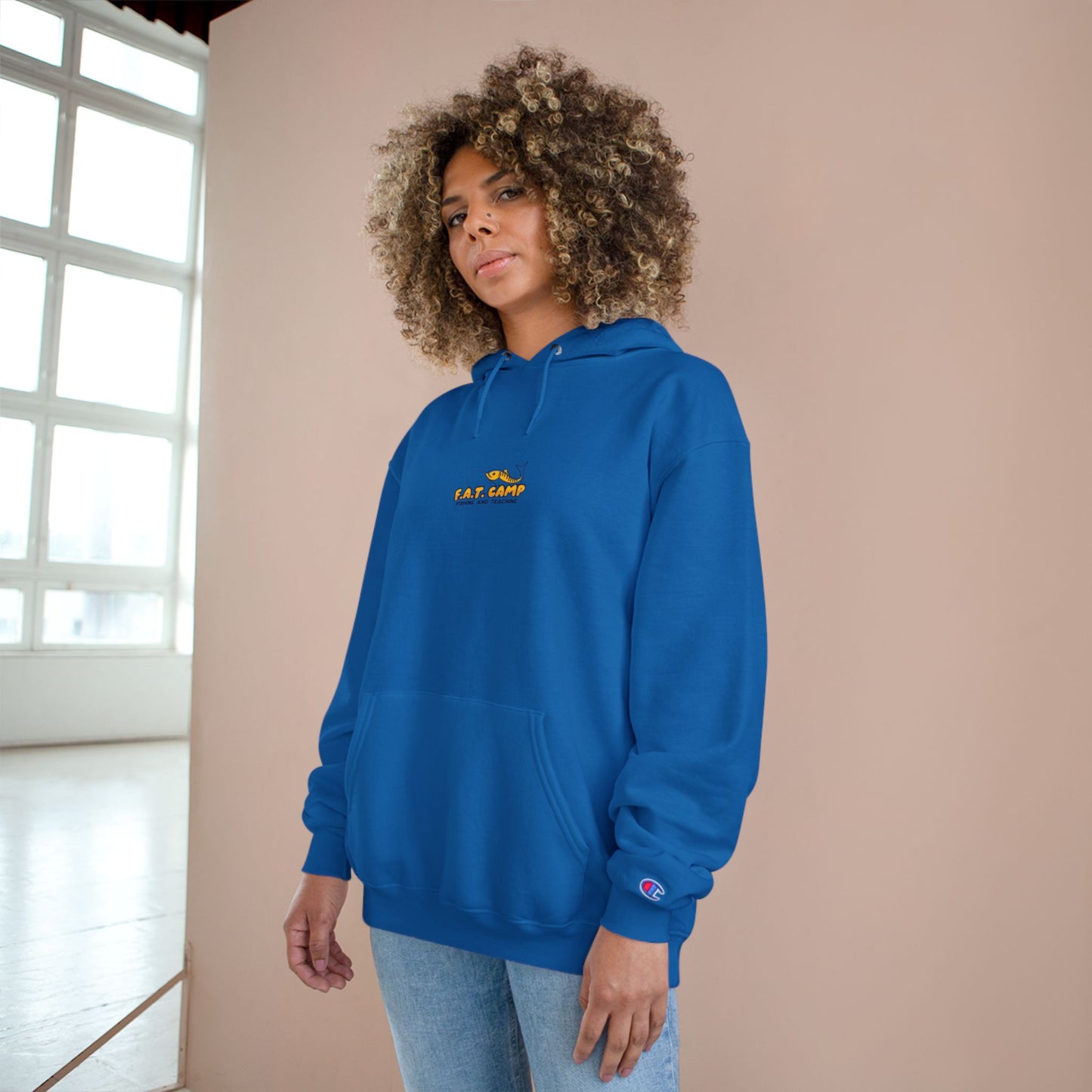 Gold Little Champion logo Champion Hoodie | Small Chest Embroidered Logo