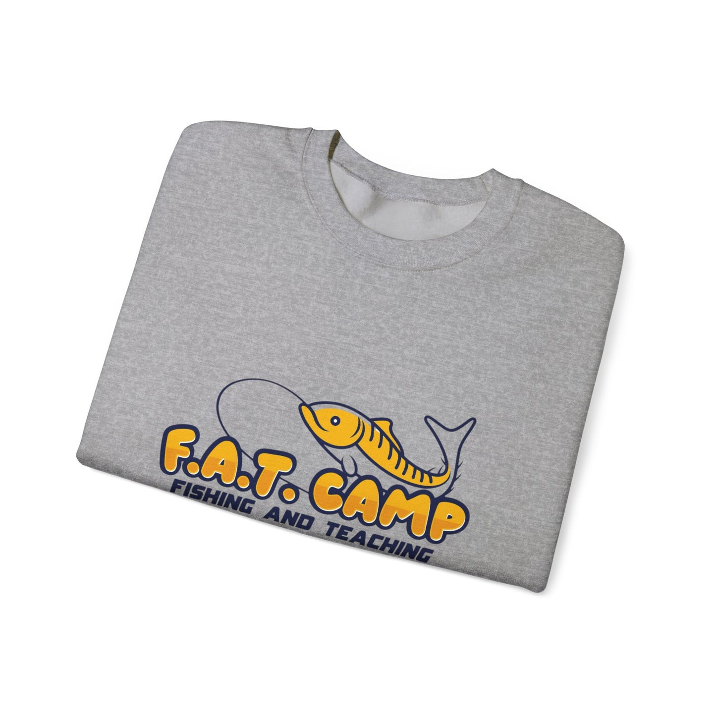 Fishing Camp Crewneck Sweatshirt — “F.A.T. CAMP” Graphic (Nesha, Louisiana 318)