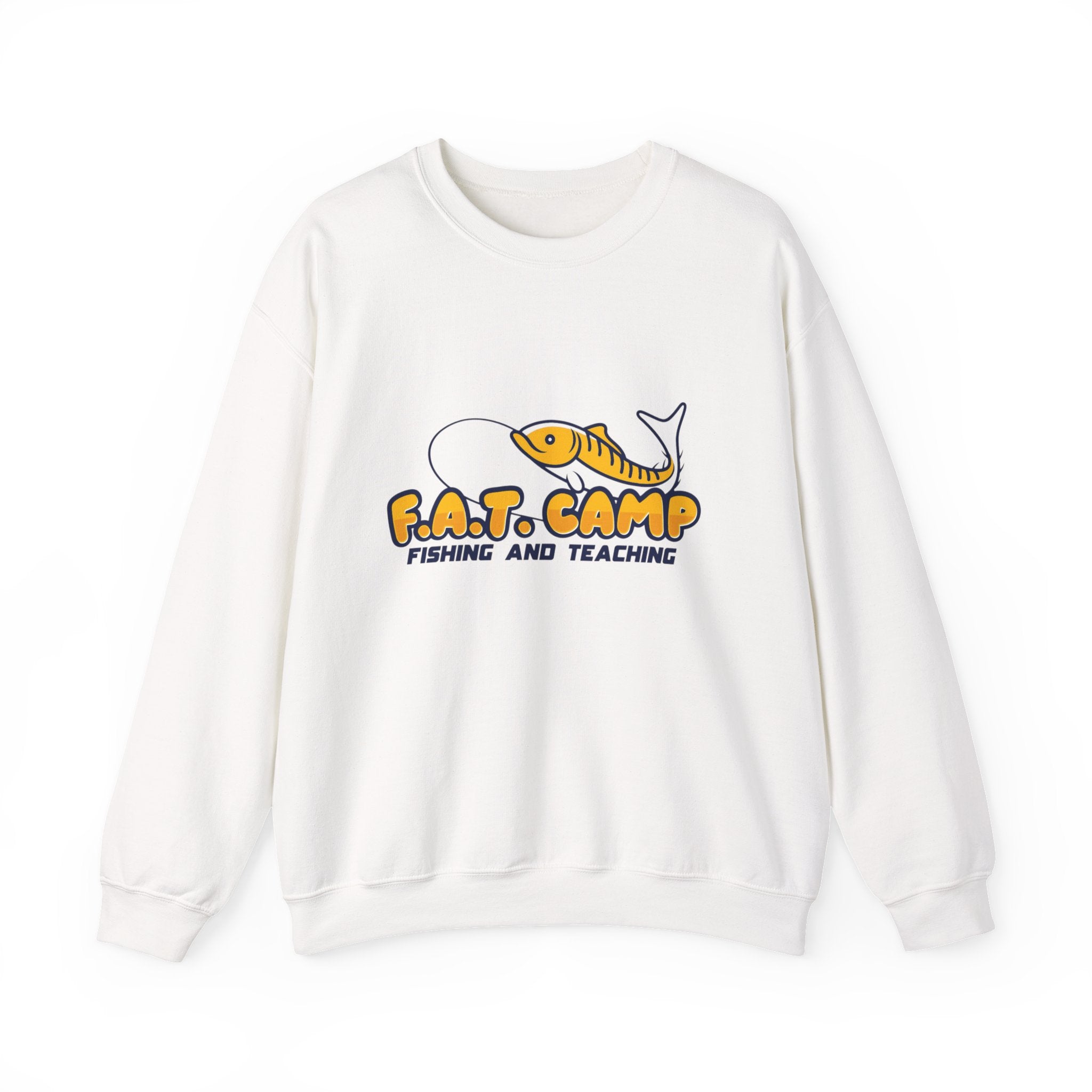 Fishing Camp Crewneck Sweatshirt — “F.A.T. CAMP” Graphic (Nesha, Louisiana 318)