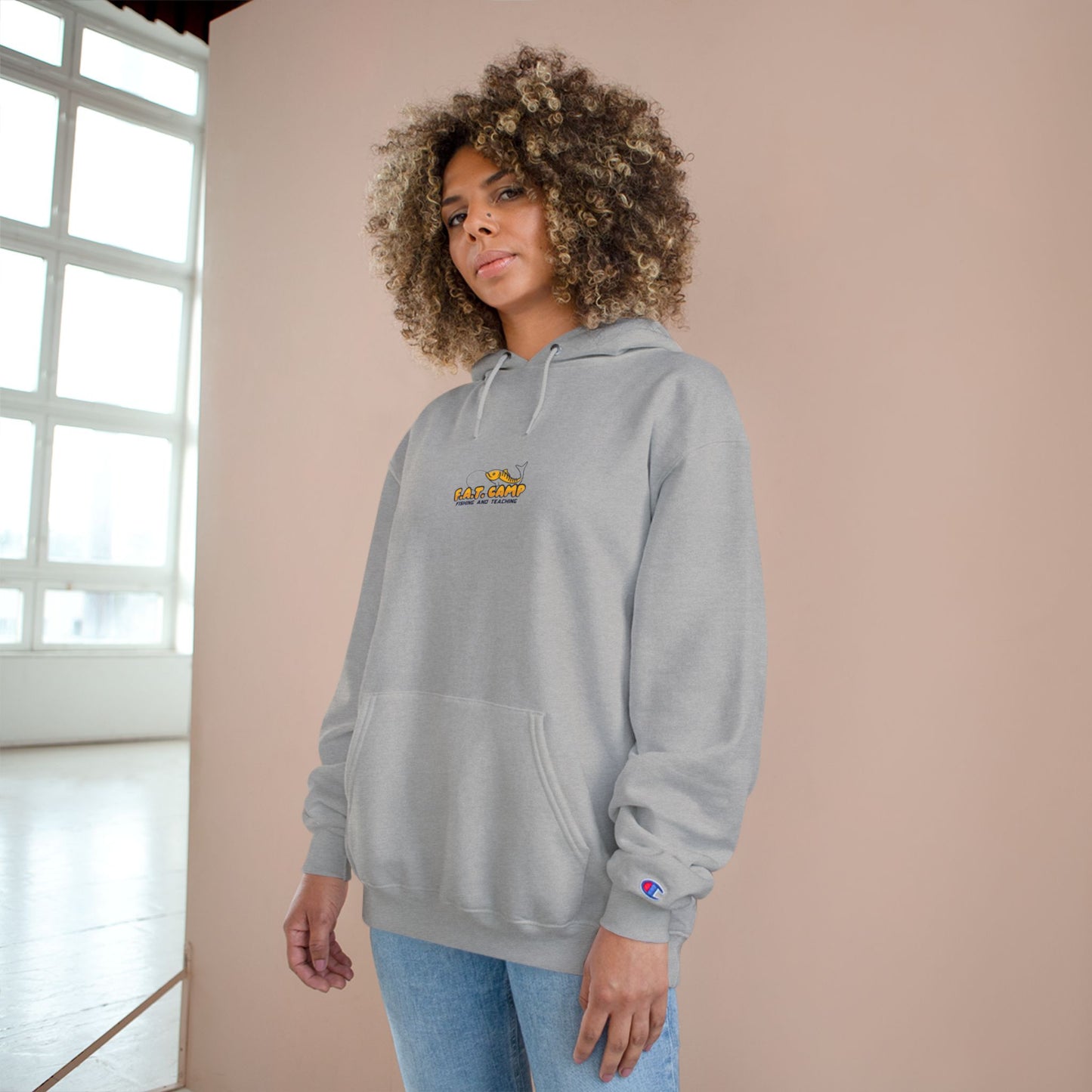 Gold Little Champion logo Champion Hoodie | Small Chest Embroidered Logo