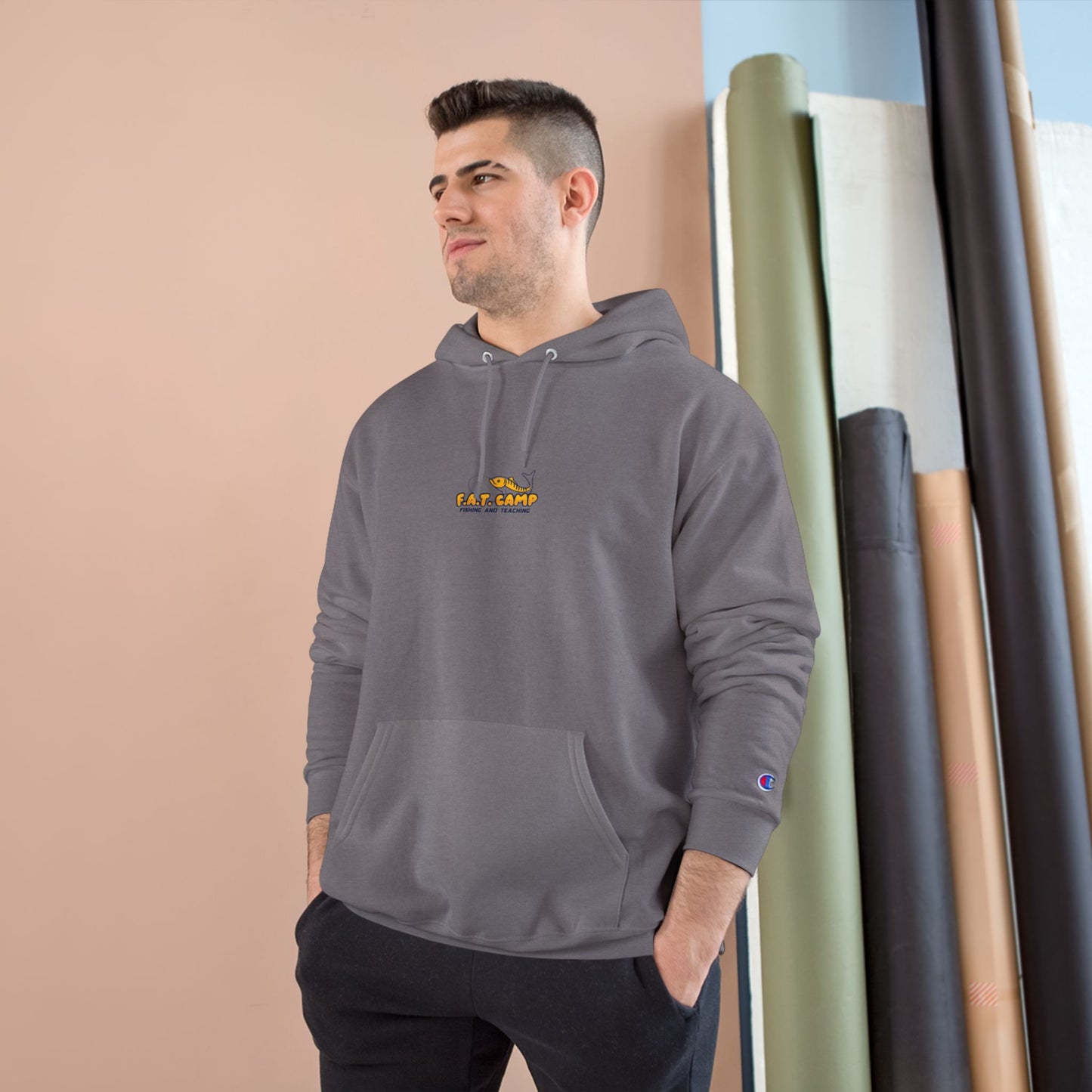 Gold Little Champion logo Champion Hoodie | Small Chest Embroidered Logo