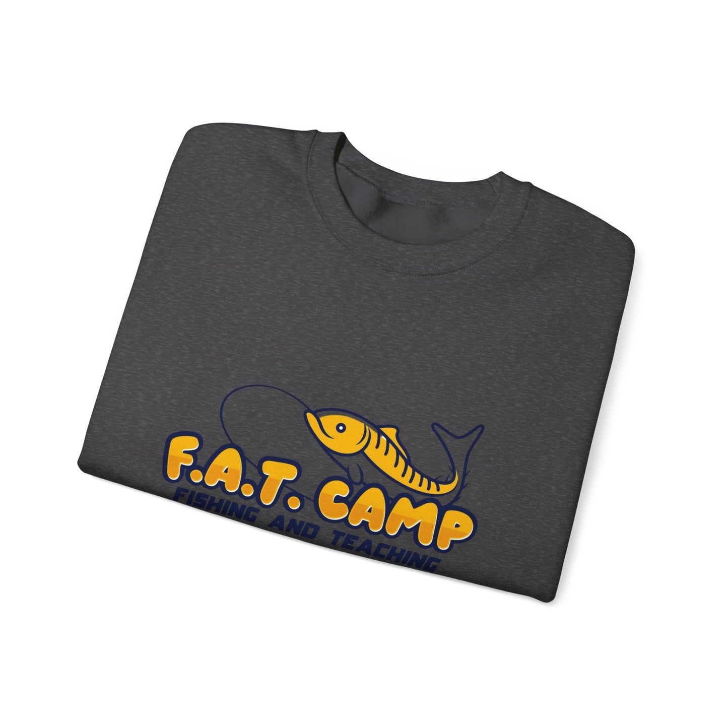 Fishing Camp Crewneck Sweatshirt — “F.A.T. CAMP” Graphic (Nesha, Louisiana 318)