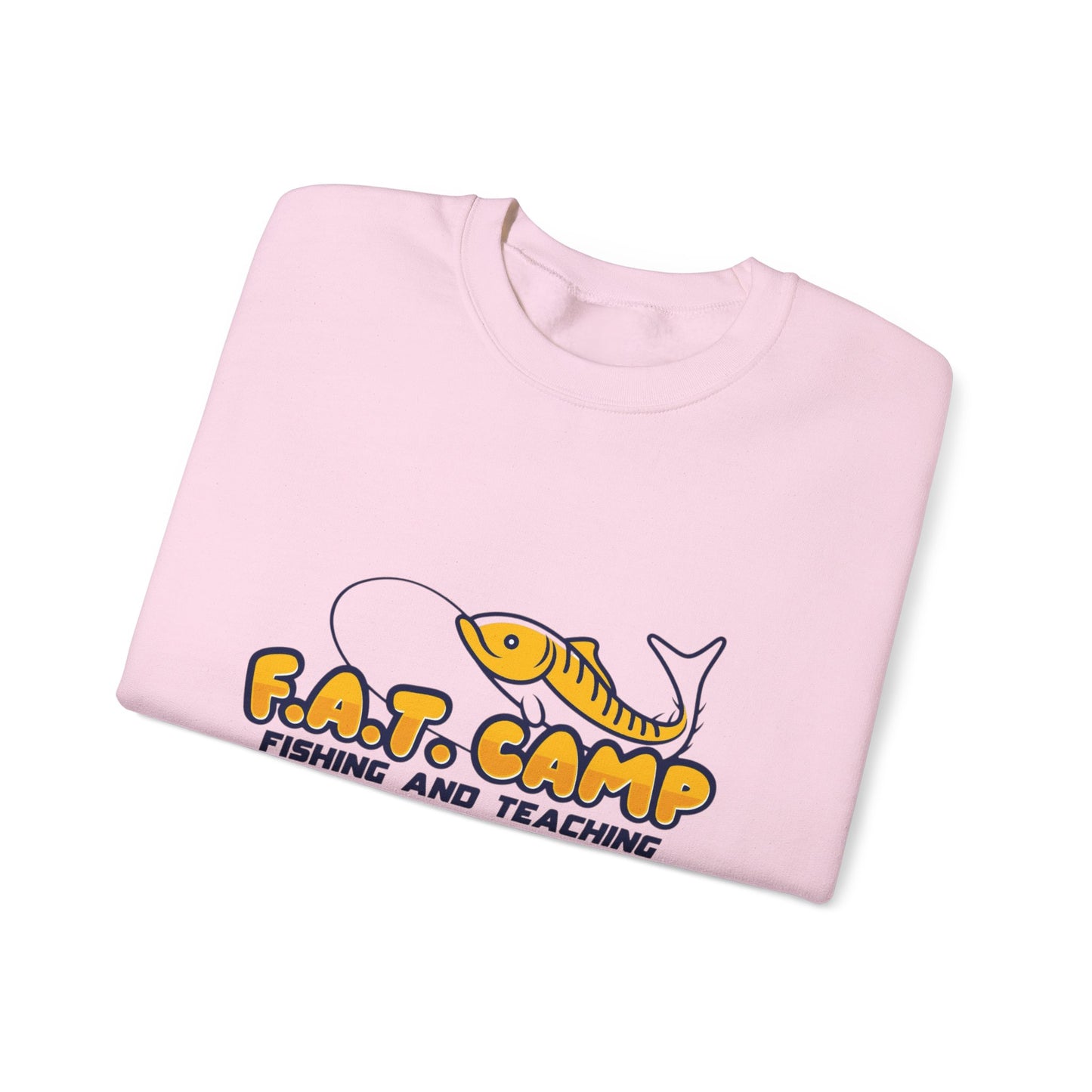 Fishing Camp Crewneck Sweatshirt — “F.A.T. CAMP” Graphic (Nesha, Louisiana 318)